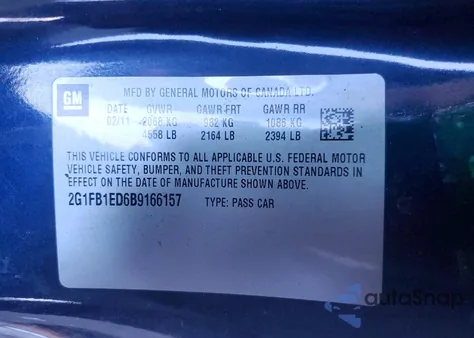 2011 Chevrolet Camaro Lt z USA, uszkodzony, nr VIN 2G1FB1ED6B9166157